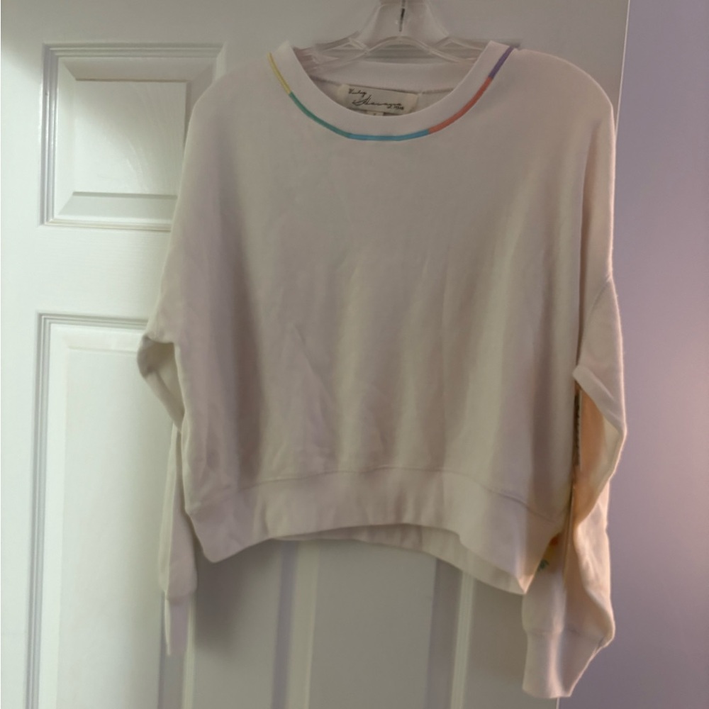 Cream Vintage Havana Sweatshirt with Rainbow Collar